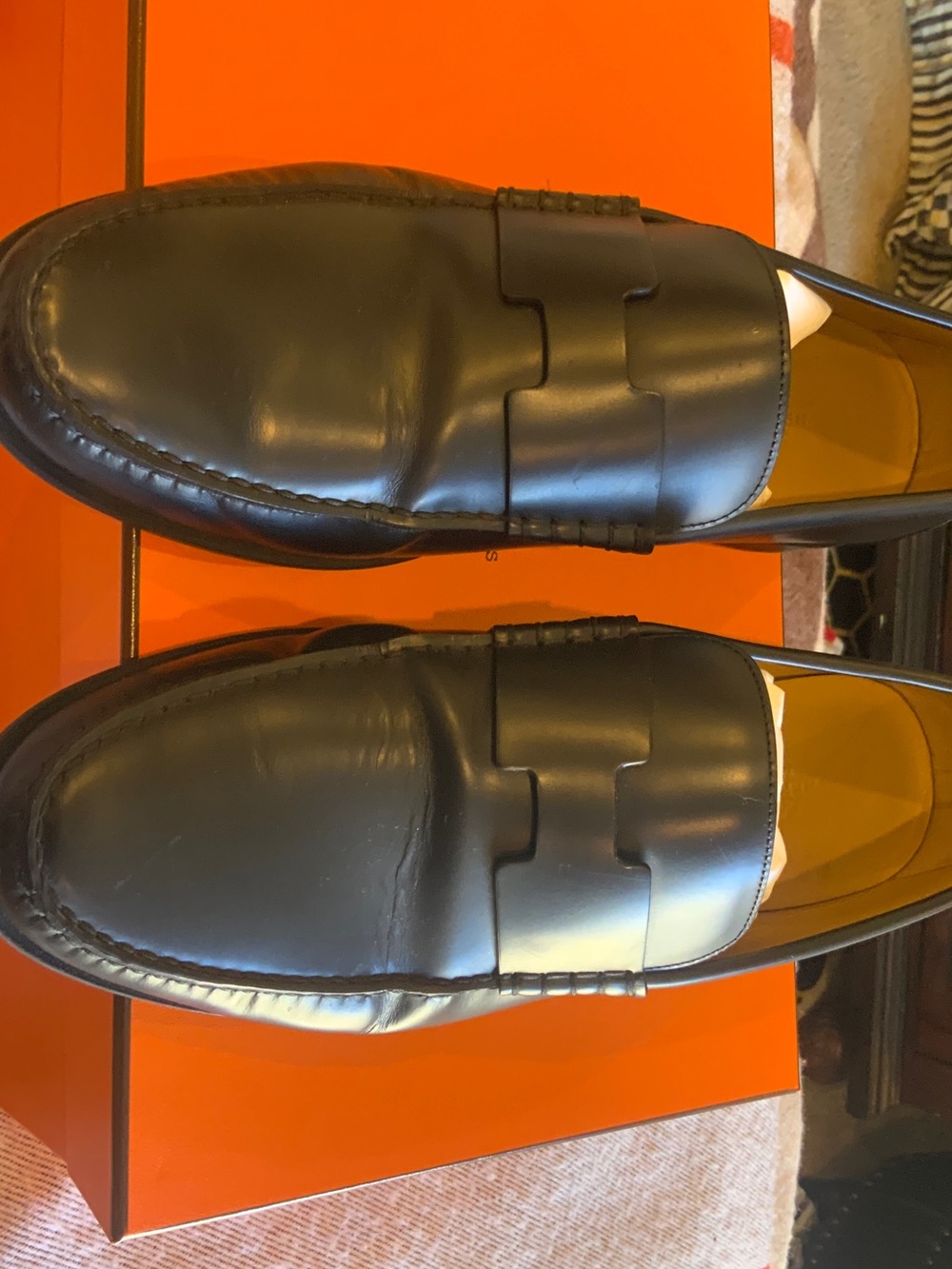 Hermes Black Leather Men's Luc Loafer